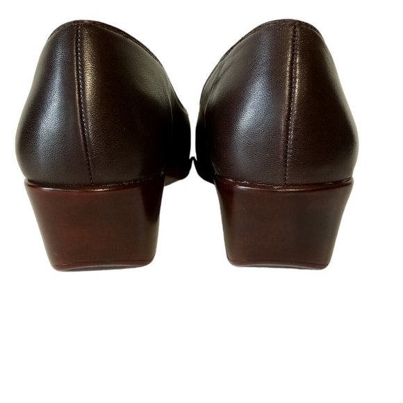 AEROSOLES Shoes  wms 7 1/2  Brown Leather  Slip-On Final  Exam  Wedge Heel  EXC - Picture 7 of 12